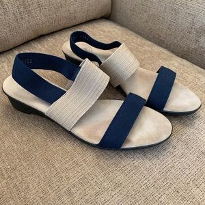 Charleston Shoe Co. Sandals in Navy and Linen
